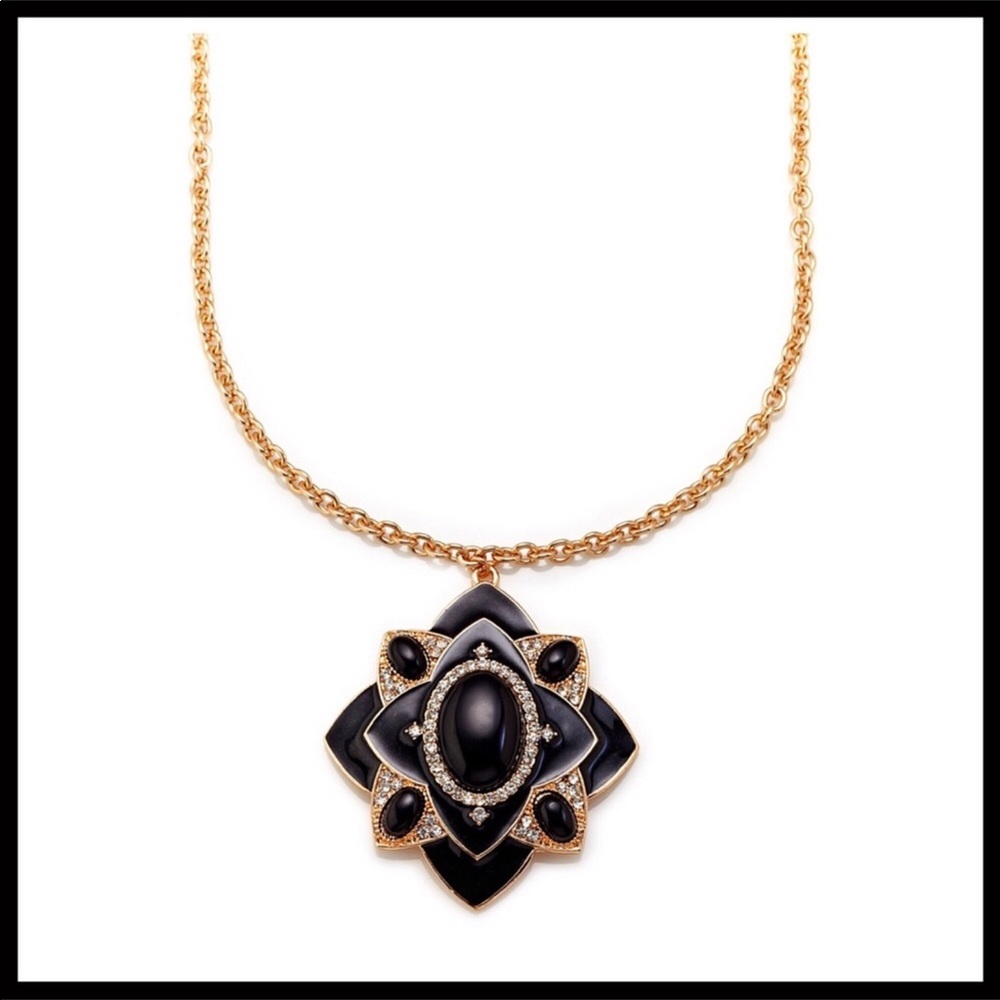 OLIVIA WELLES LONG BLACK PAVE CRYSTAL NECKLACE A2C - Picture 2 of 8